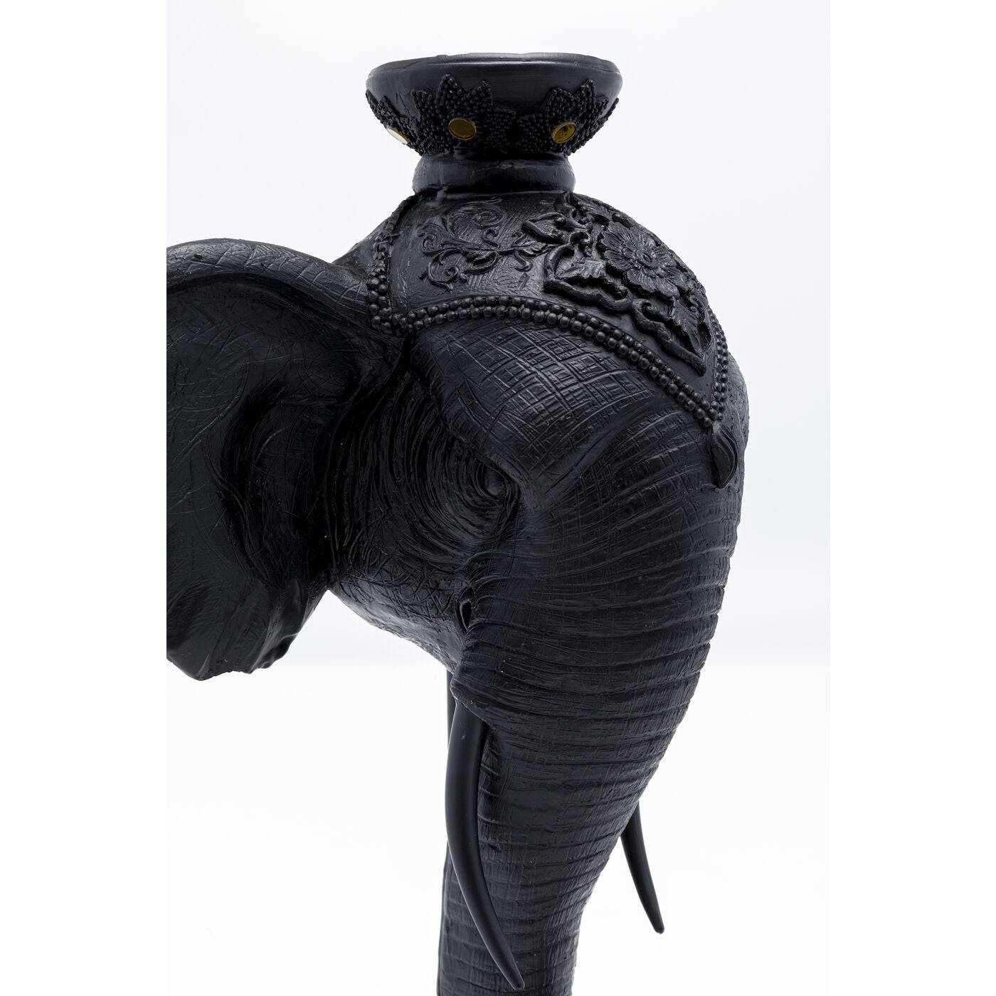 Candle Holder Elephant Head Black 49cm