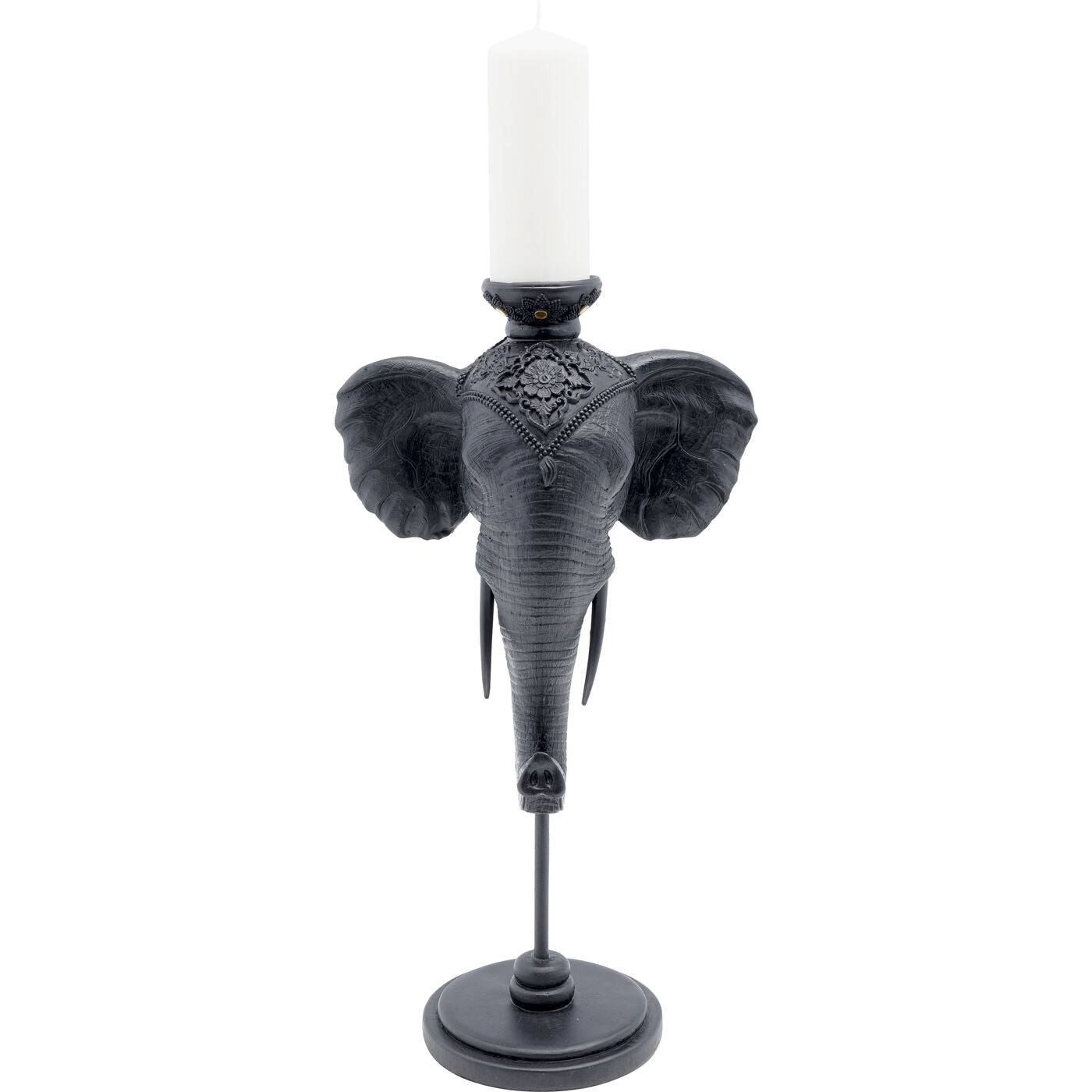 Candle Holder Elephant Head Black 49cm