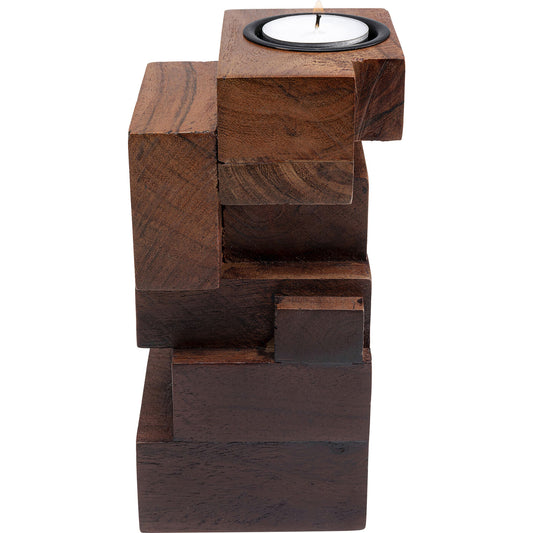 Tealight Holder Wood Tetris 17cm