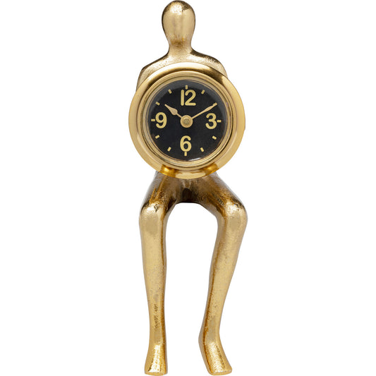 Table Clock Sitting Man Gold 8x27cm