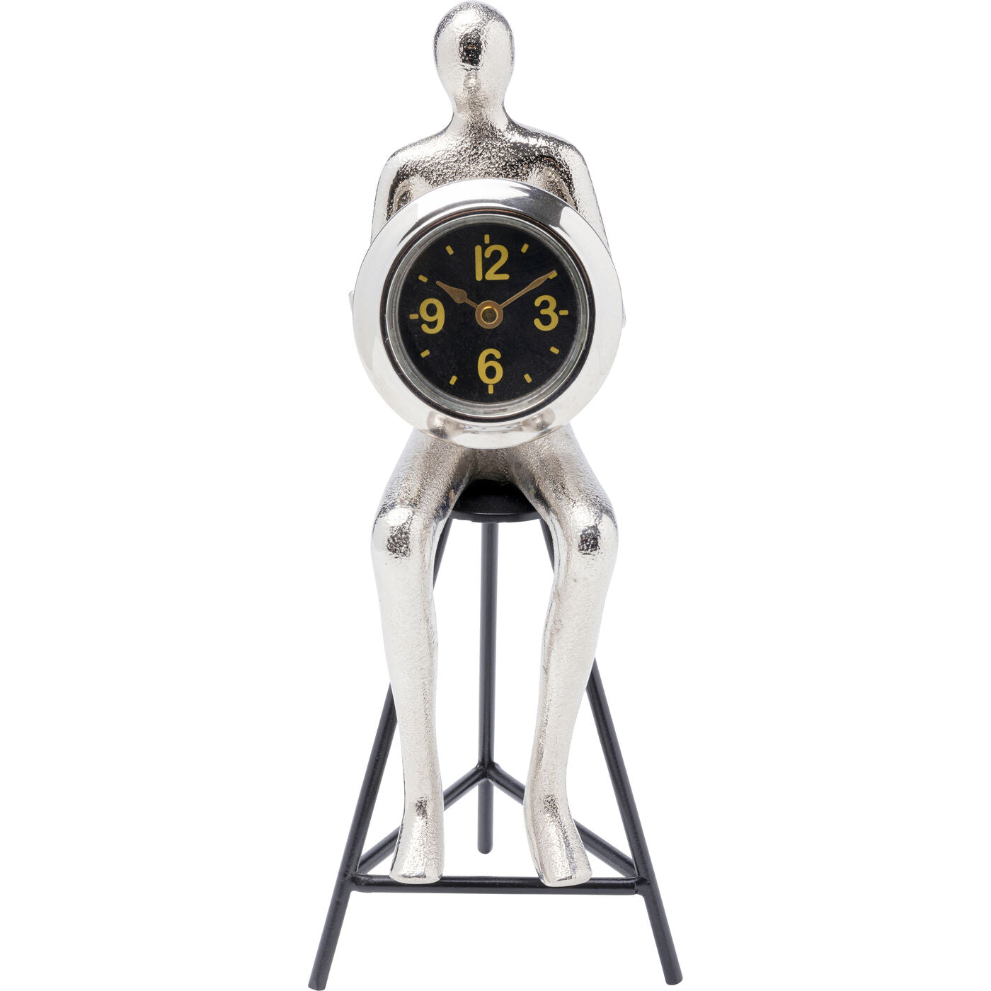 Table Clock Sitting Man Silver 12x31cm