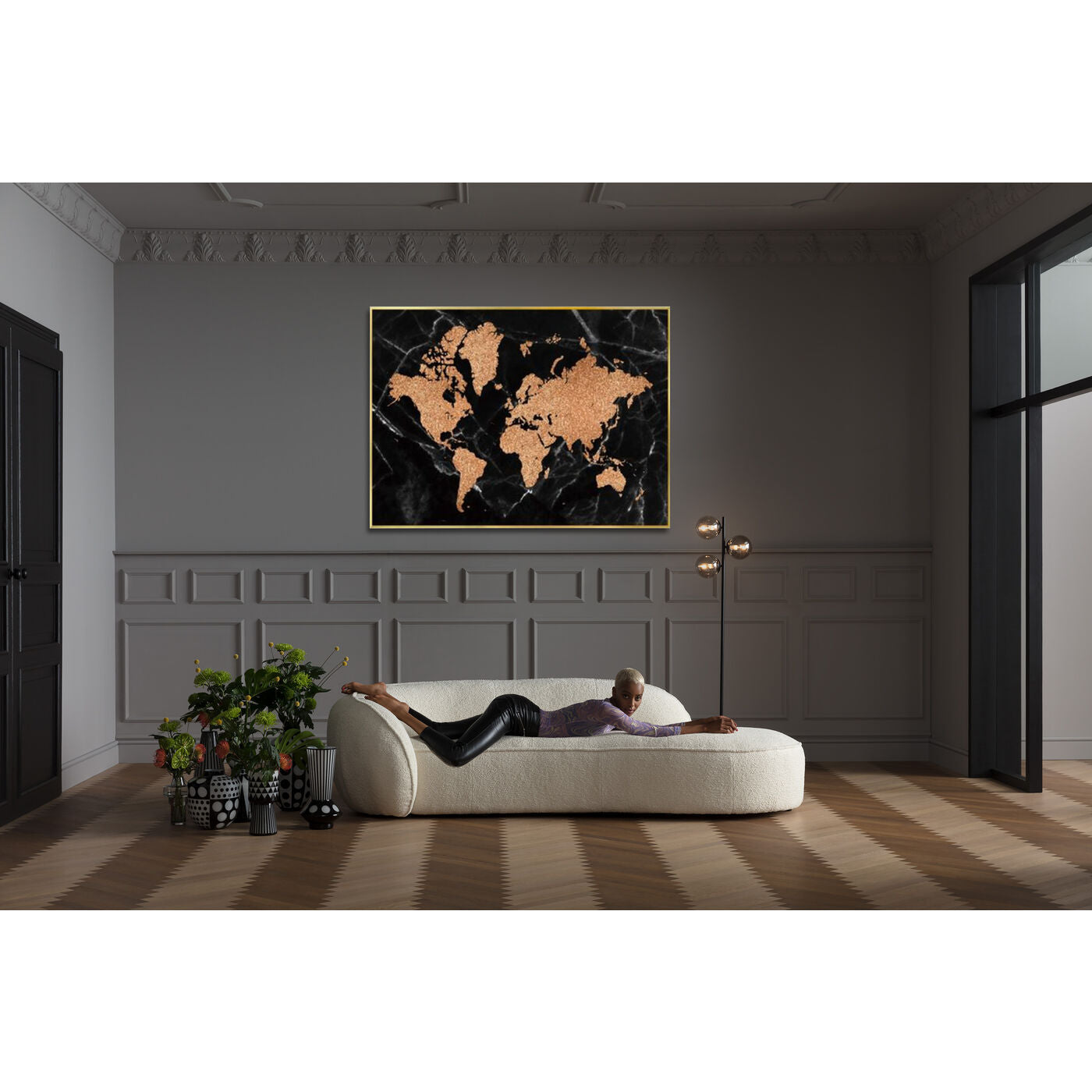 Framed Picture World Map 150x100cm