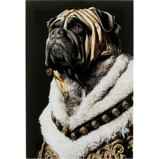 Glass Picture King Pug 40x60cm