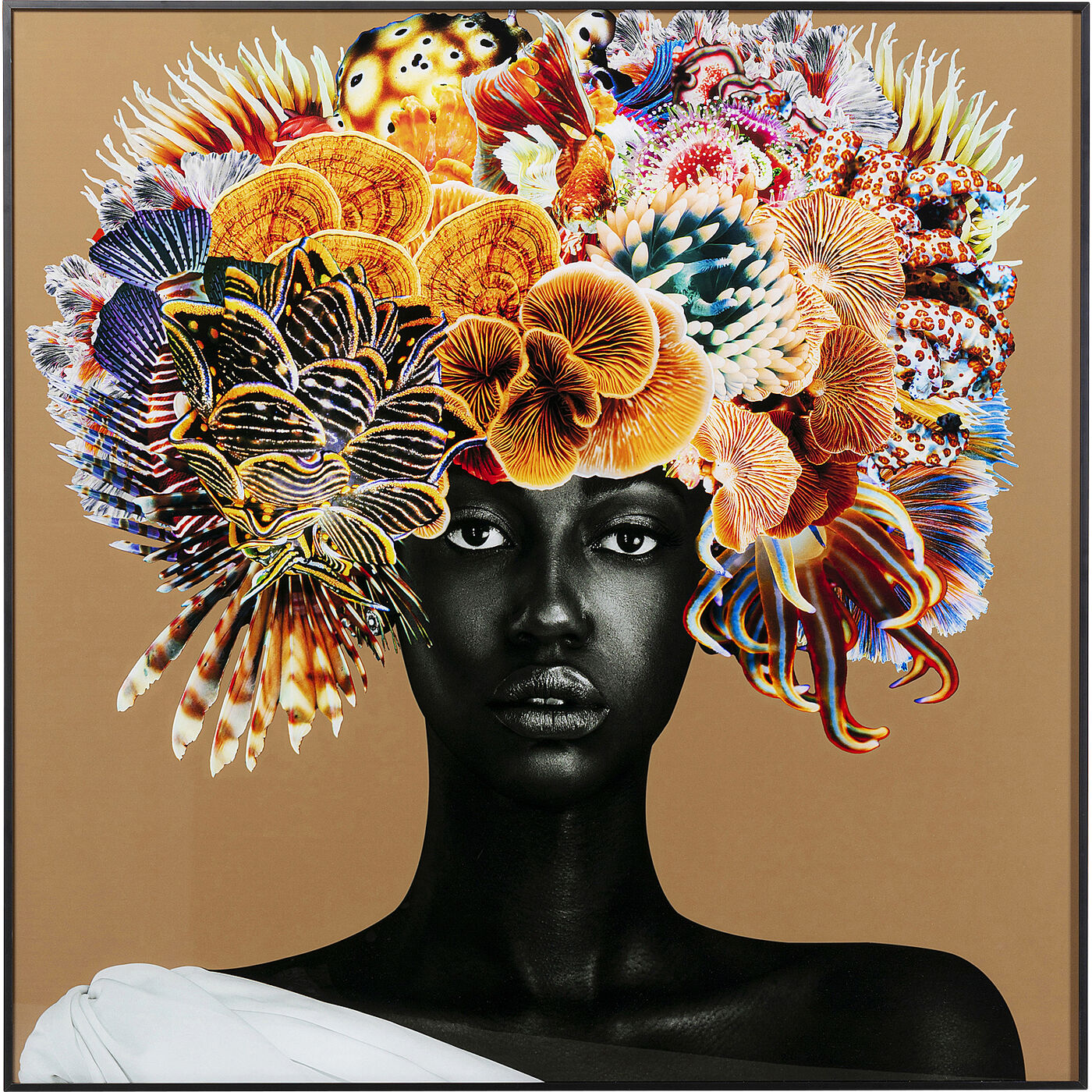 Framed Picture Flower Hair 120x120cm