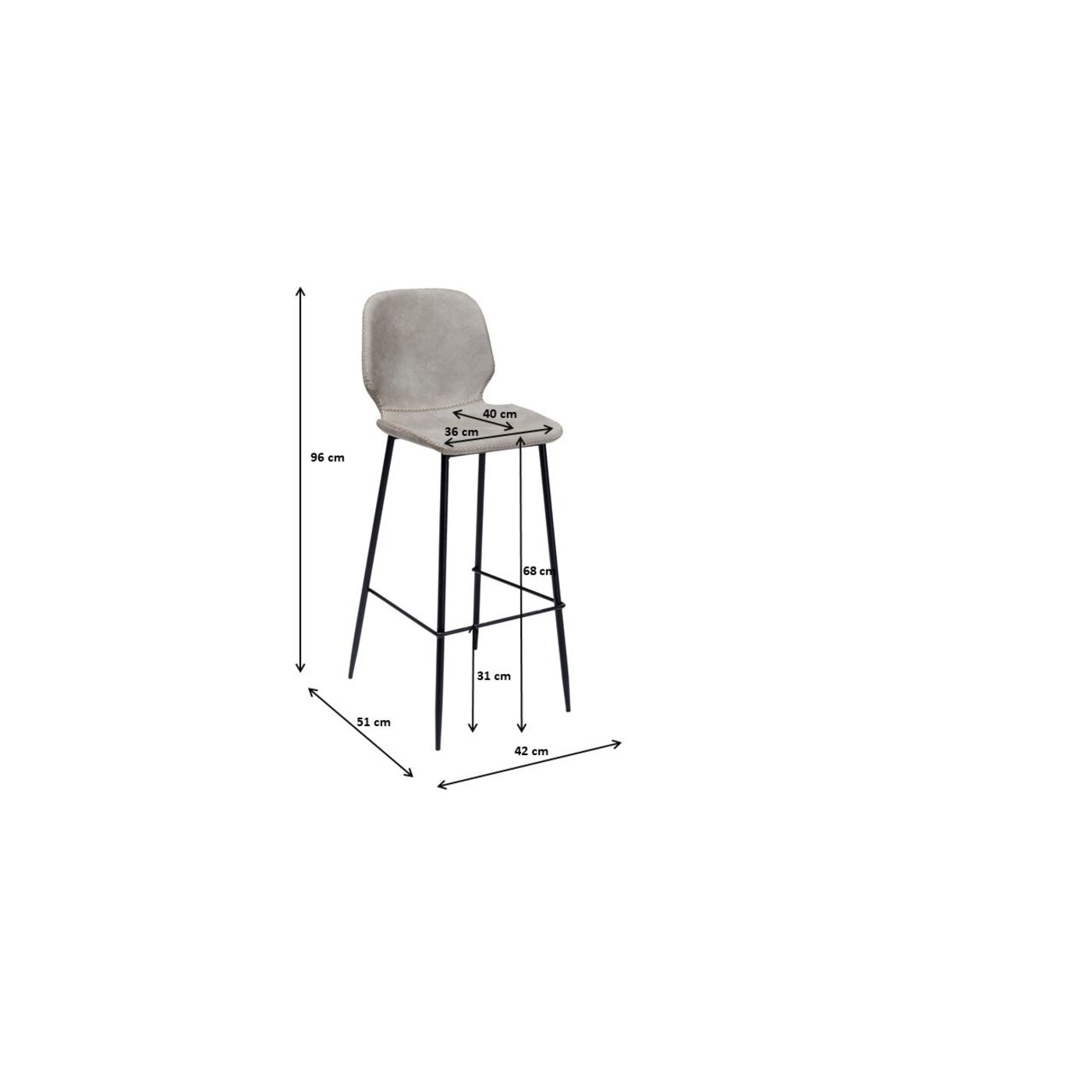 Bar Chair Honey Moon Grey