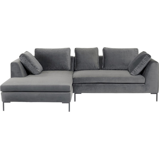 Corner Sofa Gianni Small Velvet Grey Left