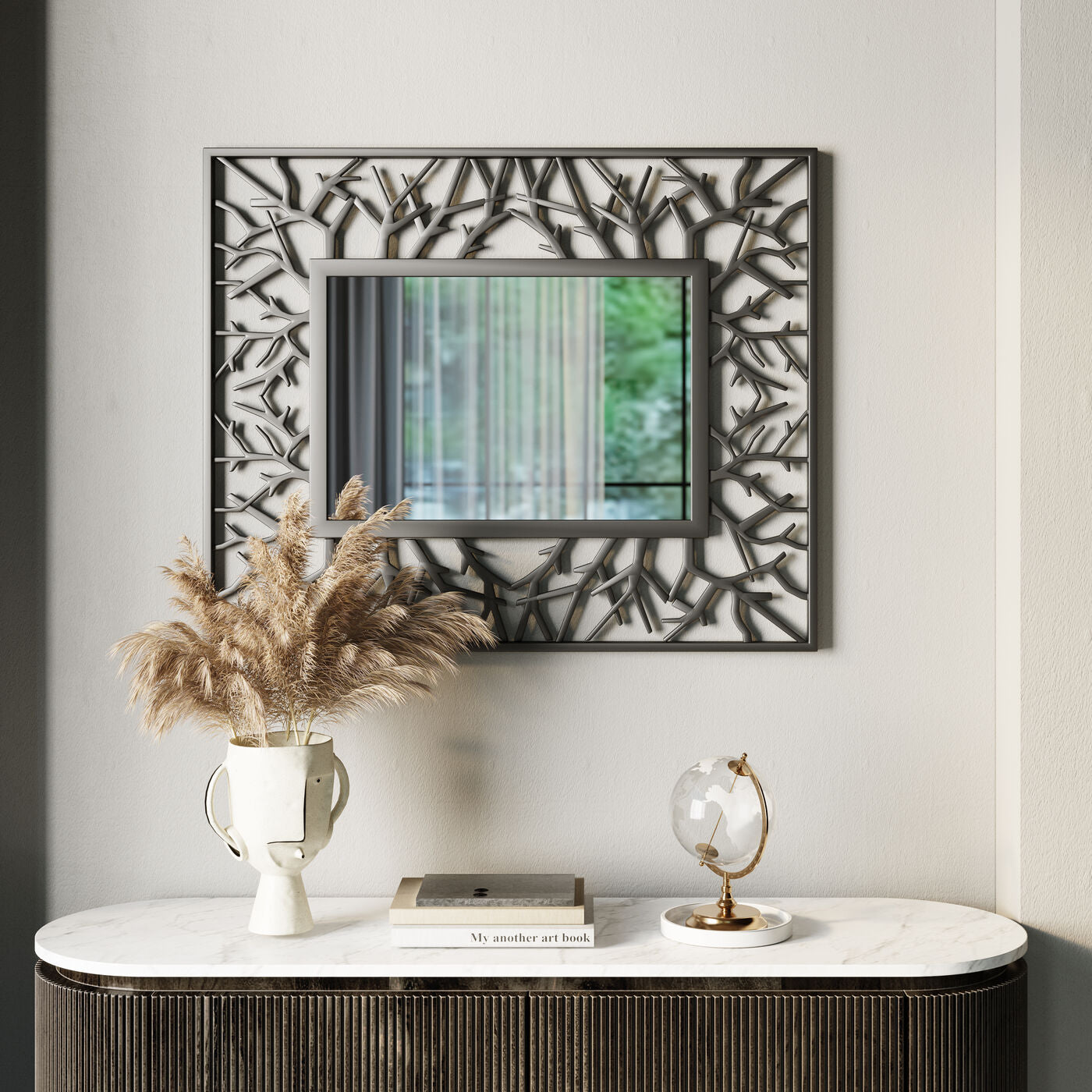 Wall Mirror Tree Branch Square 100x82cm