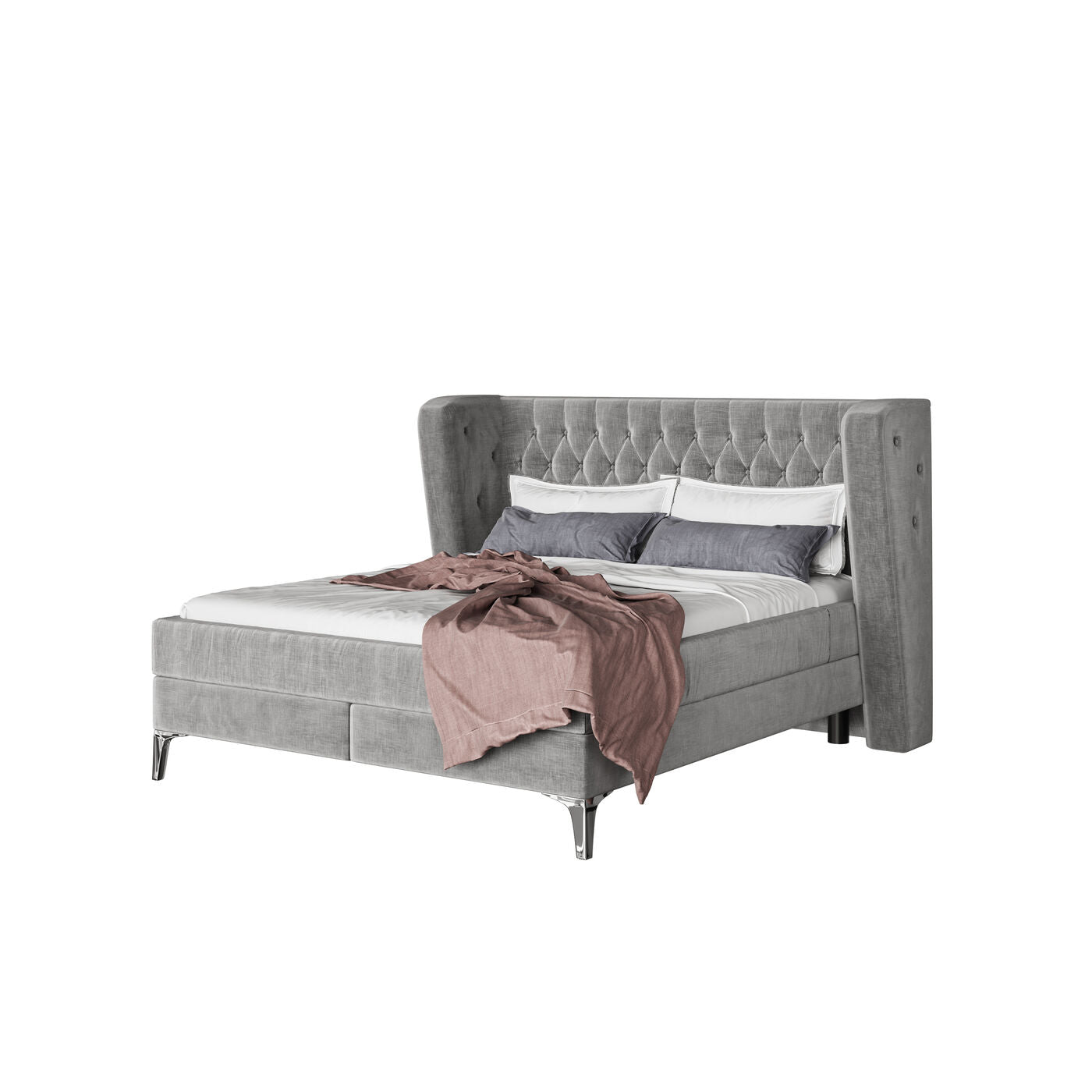 Boxspring Bed Grey