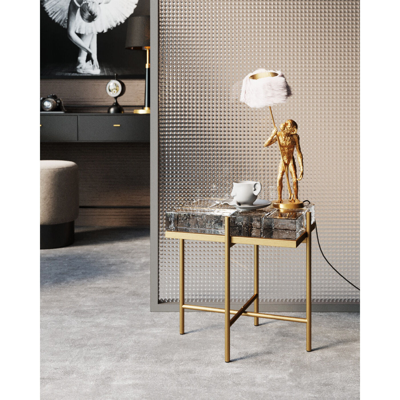 Side Table Iceline Gold 43x33cm