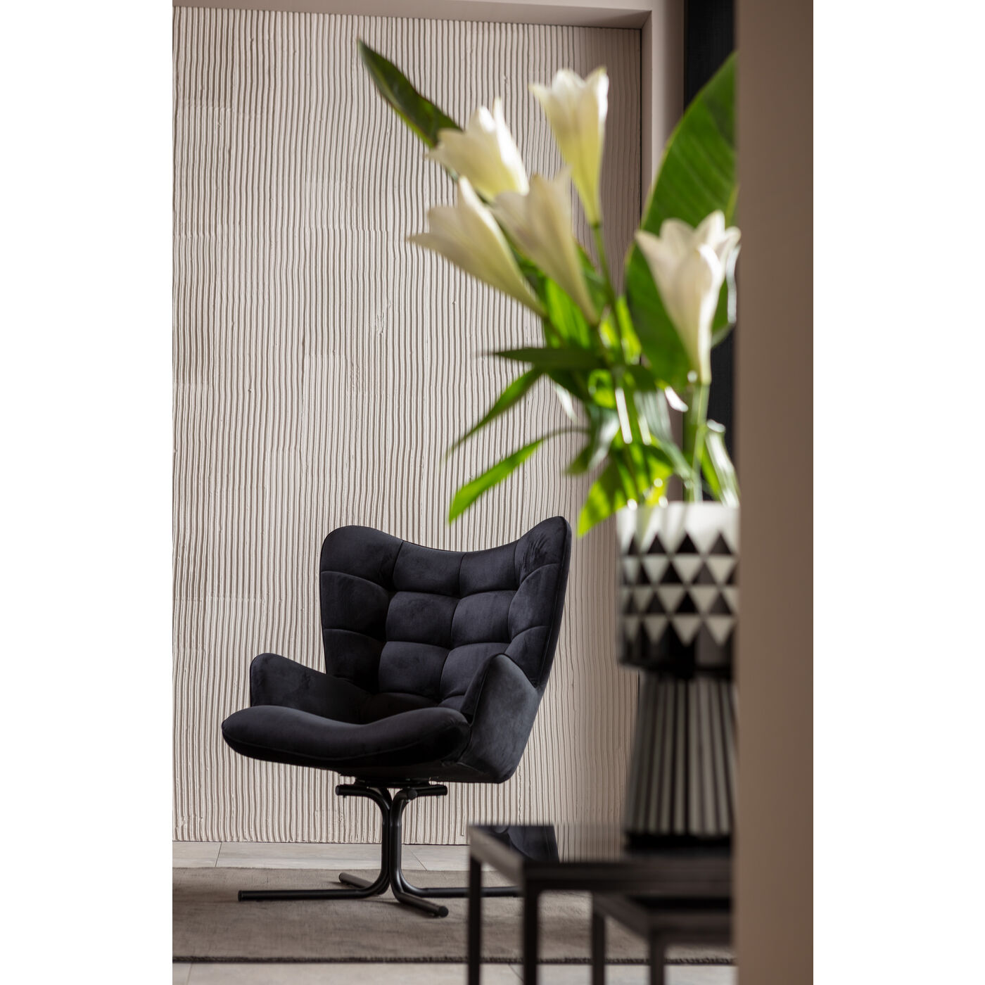 Swivel Armchair Oscar Velvet Black