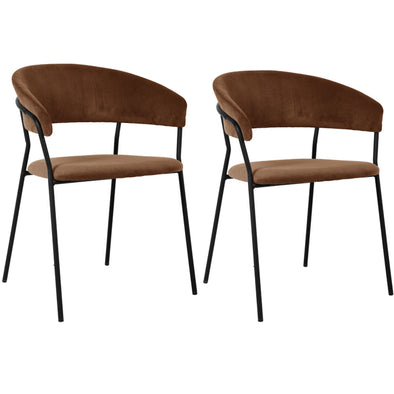 Chair with Armrest Belle Cord Brown (2/Set)
