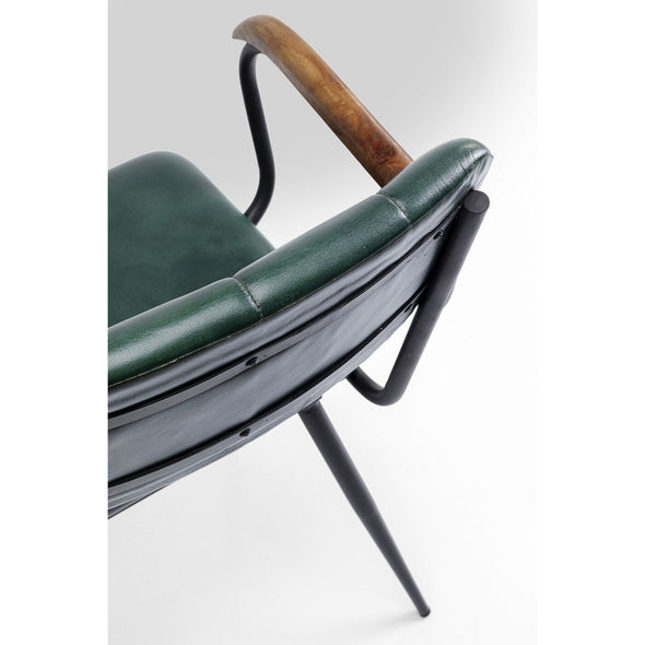 Chair with Armrest Salsa Leather Dark Green