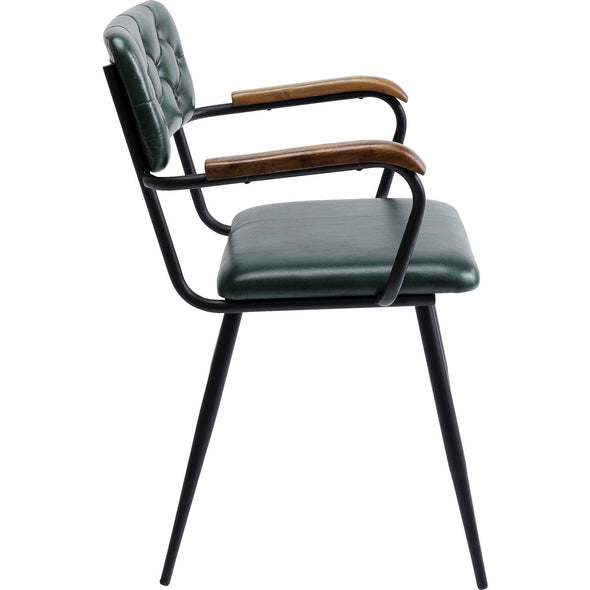 Chair with Armrest Salsa Leather Dark Green