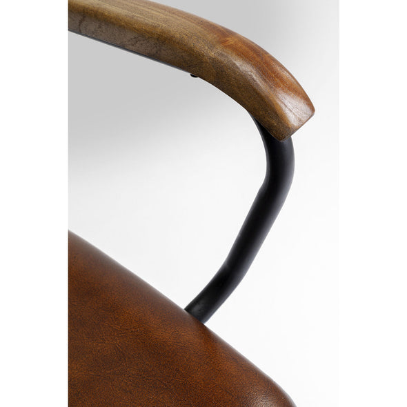 Chair with Armrest Salsa Leather Brown