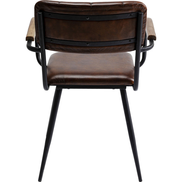 Chair with Armrest Salsa Leather Brown