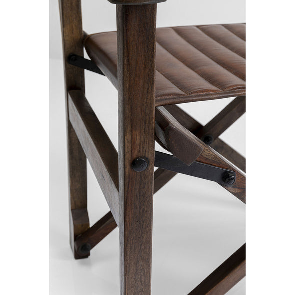 Chair with Armrest Twist Leather Brown