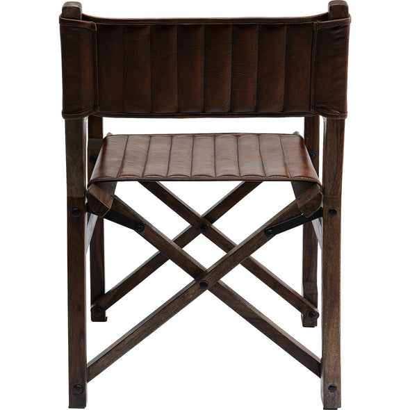 Chair with Armrest Twist Leather Brown