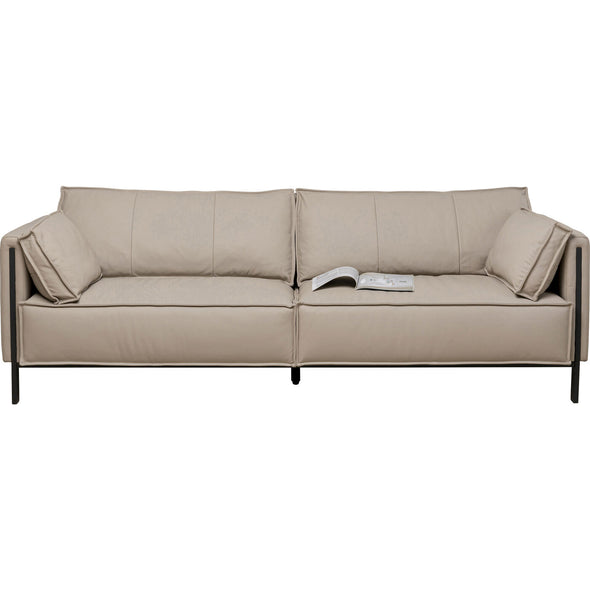 Sofa 3 Seater Victor Leather Grey 233cm