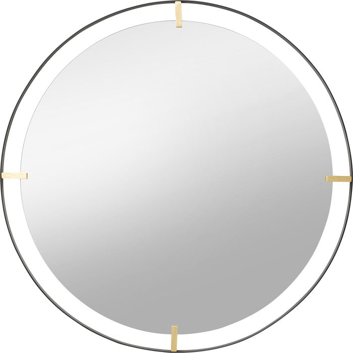 Round Mirror Black Gold Frame 