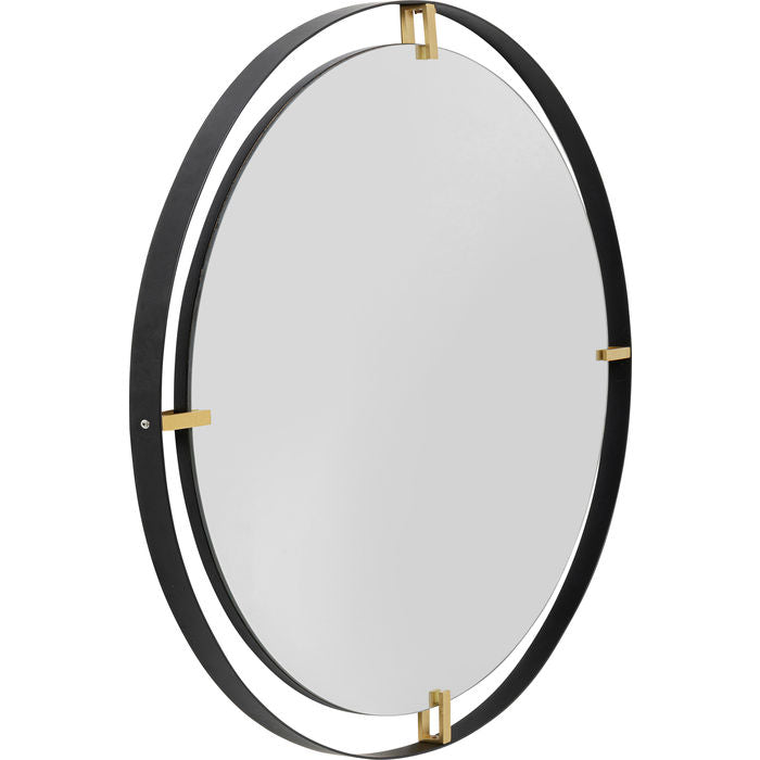 Round Mirror Black Gold Frame 