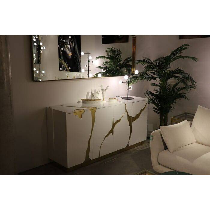 Mirror Curve Rectangular Brass 200x70cm