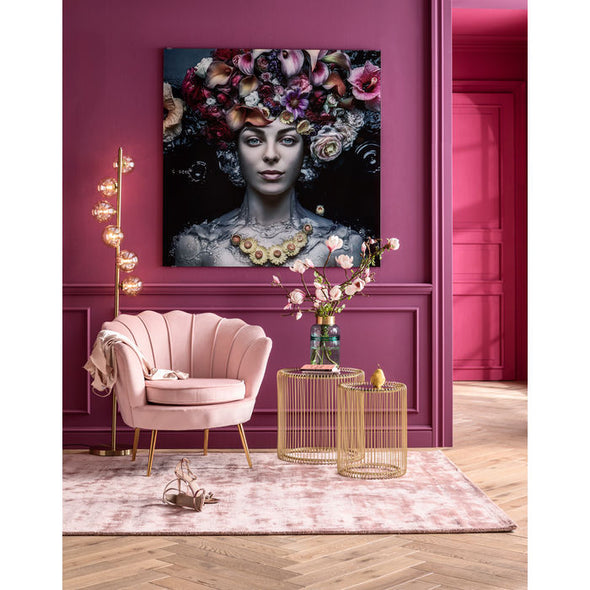 Picture Glass Flower Art Lady 120x120cm