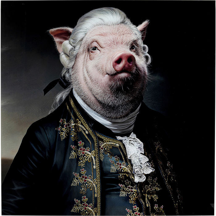 Picture Glass Gentleman Pig 120x120