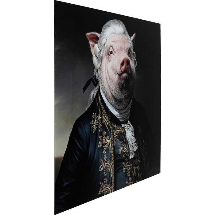 Picture Glass Gentleman Pig 120x120