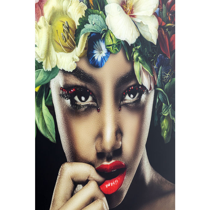 Picture Glass Pretty Flower Woman 100x100