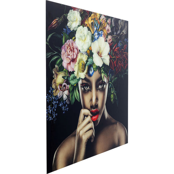 Picture Glass Pretty Flower Woman 120x120