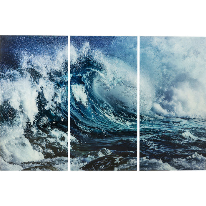 Wave Triptych Glass Art