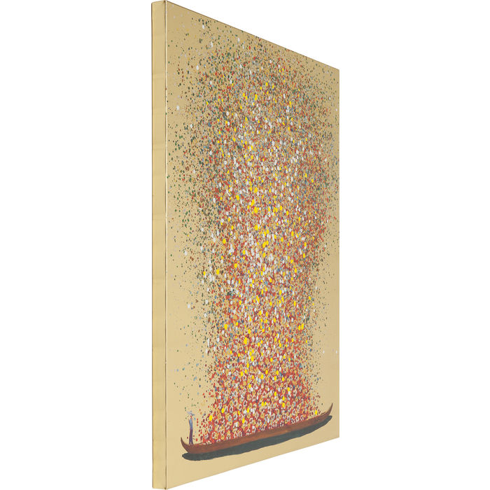 Picture Touched Flower Boat Gold Red 160x120cm