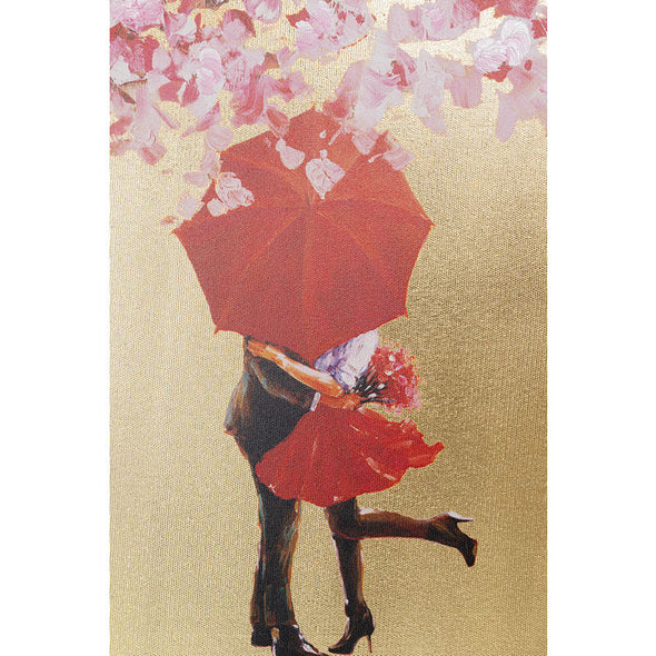 Picture Touched Flower Couple Gold Pink 100x80