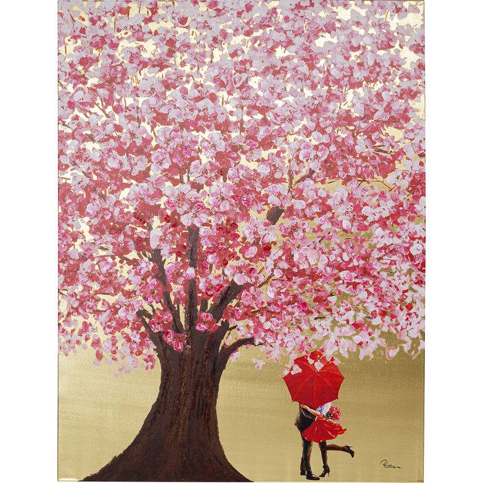 Picture Touched Flower Couple Gold Pink 160x120cm - JULIA VENCE STORE