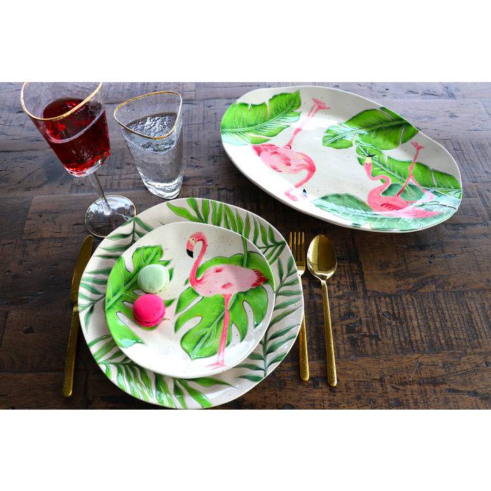 Plate Flamingo Holidays Oval 40cm - JULIA VENCE STORE