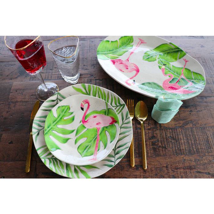 Plate Flamingo Holidays Oval 40cm - JULIA VENCE STORE