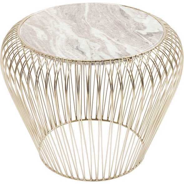 Side Table Beam Grey Marble Brass ‚àö√≤43cm