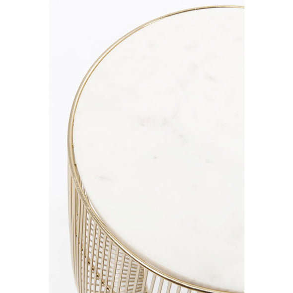Side Table Beam White Marble Brass ‚àö√≤32cm