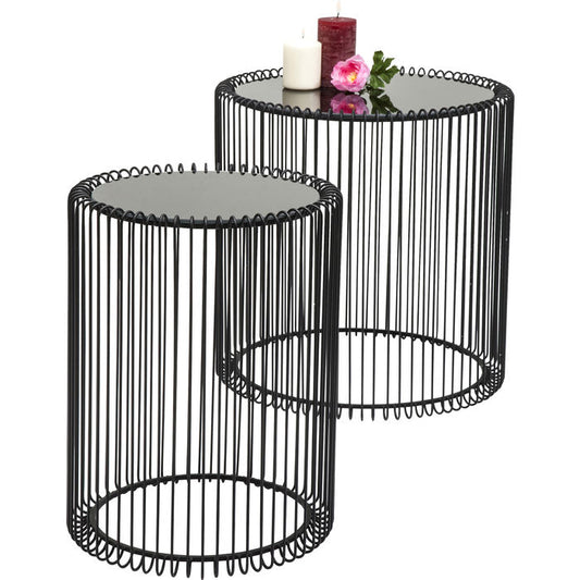 Side Table Wire Black (2/Set) Ø44cm