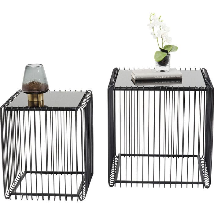 Side Table Wire Square Black (2/Set) 45x45cm - JULIA VENCE STORE