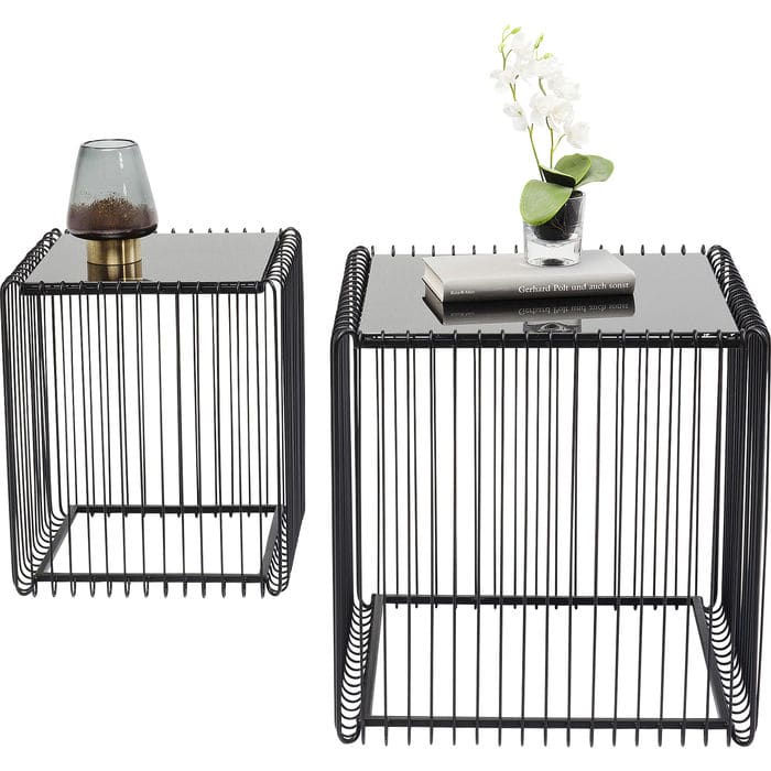 Side Table Wire Square Black (2/Set) 45x45cm - JULIA VENCE STORE