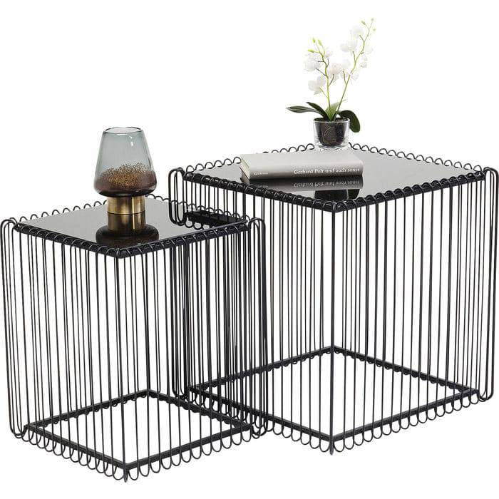 Side Table Wire Square Black (2/Set) 45x45cm - JULIA VENCE STORE