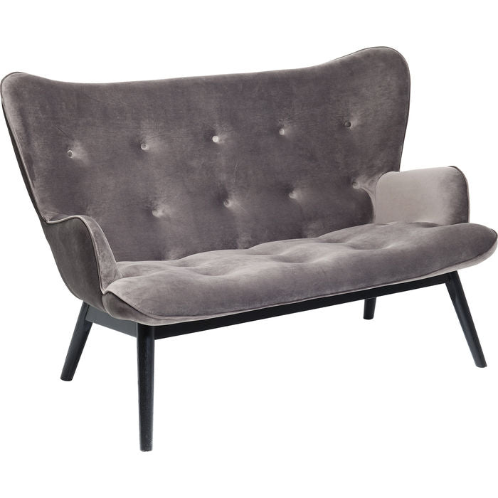 Sofa Black Vicky 2-Seater Velvet Grey