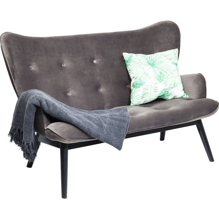 Sofa Black Vicky 2-Seater Velvet Grey