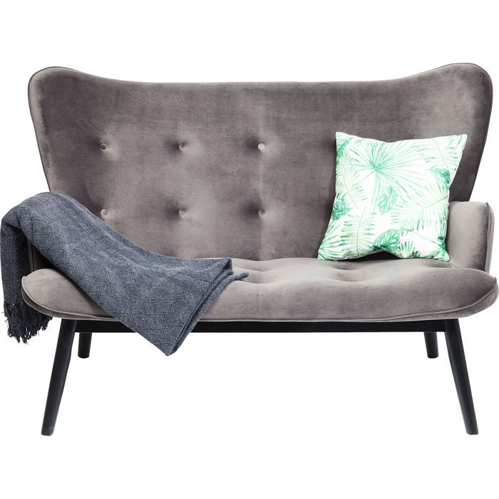 Sofa Black Vicky 2-Seater Velvet Grey