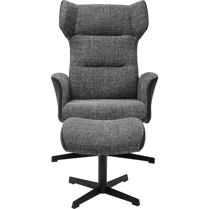 Swivel Armchair with Stool Ohio Salt and Pepper