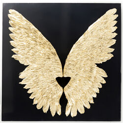 Wall Decoration Wings Gold Black 120x120cm